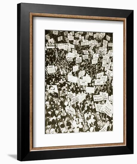 Republican supporters outside Buffalo Memorial Auditorium, New York, USA, 15 October 1940-Unknown-Framed Photographic Print