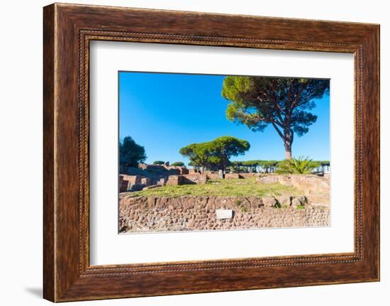 Republican temple, Ostia Antica archaeological site, Ostia, Rome province, Latium (Lazio), Italy-Nico Tondini-Framed Photographic Print
