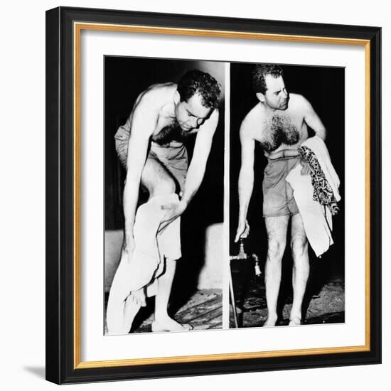 Republican Vice President-Elect Richard Nixon after an Ocean Swim-null-Framed Photo