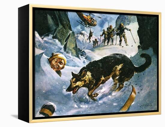 Rescue in the Snow-McConnell-Framed Premier Image Canvas