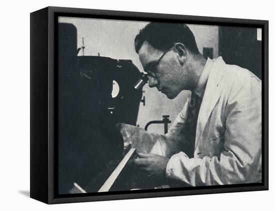 'Research worker with microscope (testing the structure of an aluminium alloy)', 1941-Cecil Beaton-Framed Premier Image Canvas