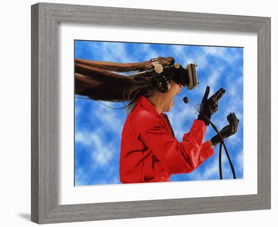 Researcher Wearing Virtual Reality Headset-null-Framed Photographic Print