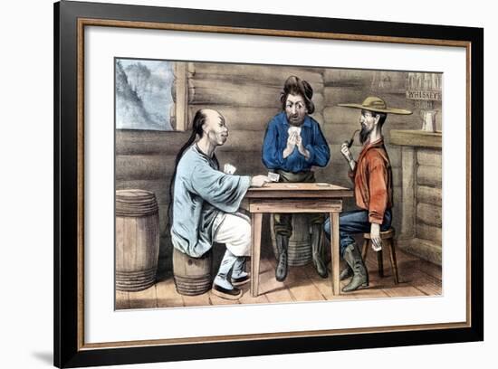 Resentment of Chinese in Gold Mining Areas of United States, 1875-Currier & Ives-Framed Giclee Print