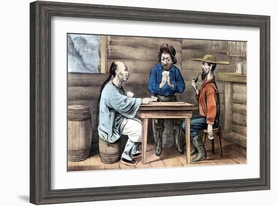 Resentment of Chinese in Gold Mining Areas of United States, 1875-Currier & Ives-Framed Giclee Print