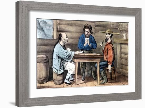Resentment of Chinese in Gold Mining Areas of United States, 1875-Currier & Ives-Framed Giclee Print