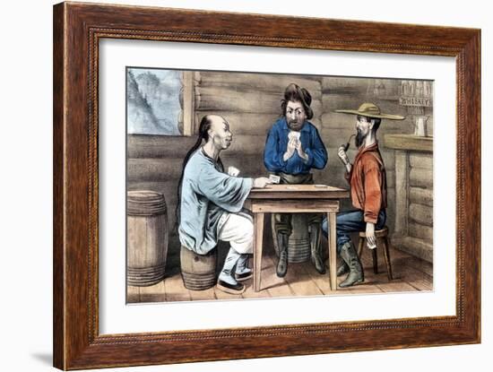 Resentment of Chinese in Gold Mining Areas of United States, 1875-Currier & Ives-Framed Giclee Print