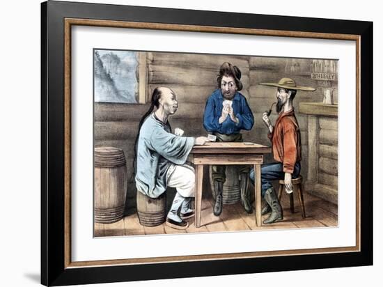 Resentment of Chinese in Gold Mining Areas of United States, 1875-Currier & Ives-Framed Giclee Print