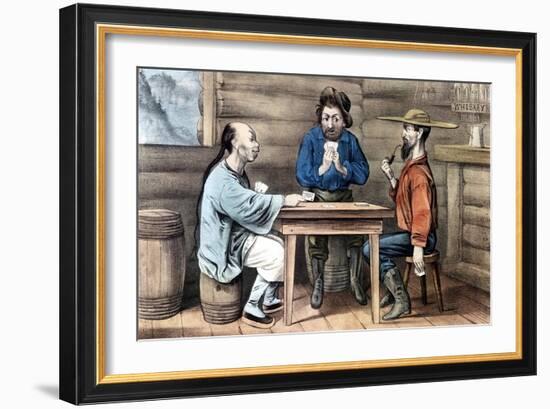 Resentment of Chinese in Gold Mining Areas of United States, 1875-Currier & Ives-Framed Giclee Print