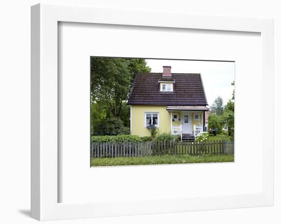 Residential house, yellow, Ed, Dalsland, Götaland, Sweden-Andrea Lang-Framed Photographic Print