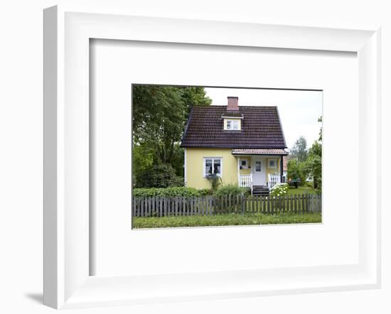 Residential house, yellow, Ed, Dalsland, Götaland, Sweden-Andrea Lang-Framed Photographic Print