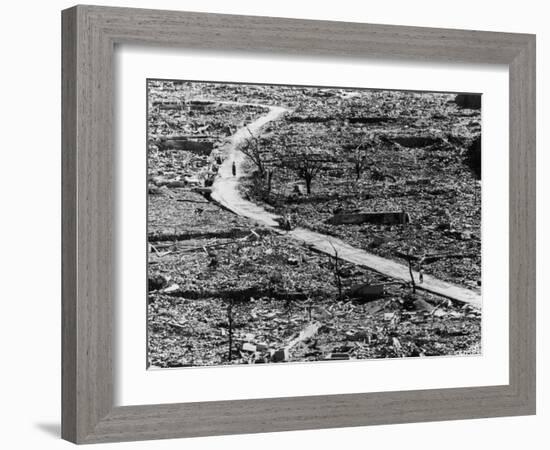 Residents Moving Through Rubble of Nagasaki Shortly After Atomic Bomb Was Dropped-null-Framed Photographic Print