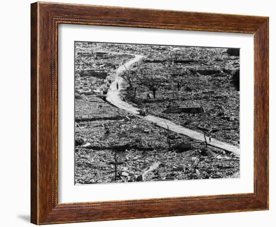 Residents Moving Through Rubble of Nagasaki Shortly After Atomic Bomb Was Dropped-null-Framed Photographic Print