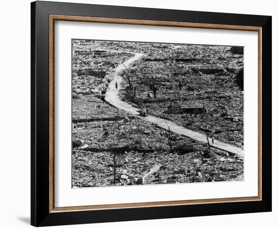 Residents Moving Through Rubble of Nagasaki Shortly After Atomic Bomb Was Dropped-null-Framed Photographic Print