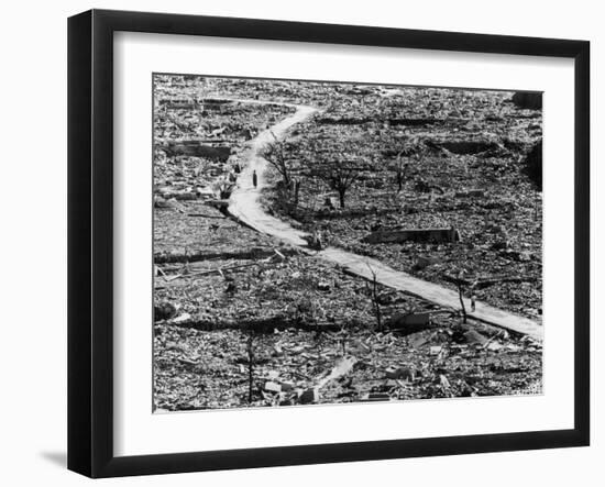 Residents Moving Through Rubble of Nagasaki Shortly After Atomic Bomb Was Dropped-null-Framed Photographic Print