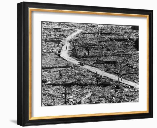 Residents Moving Through Rubble of Nagasaki Shortly After Atomic Bomb Was Dropped-null-Framed Photographic Print