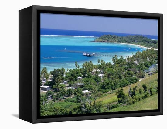 Resort Huts Beside Coral Sand Beach, Fiji, South Pacific Islands-Anthony Waltham-Framed Premier Image Canvas