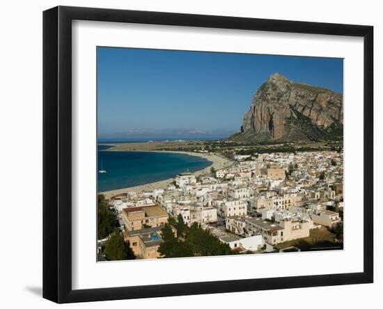 Resort Town View and Monte Monaco, San Vito Lo Capo, Sicily, Italy-Walter Bibikow-Framed Photographic Print