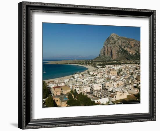 Resort Town View and Monte Monaco, San Vito Lo Capo, Sicily, Italy-Walter Bibikow-Framed Photographic Print