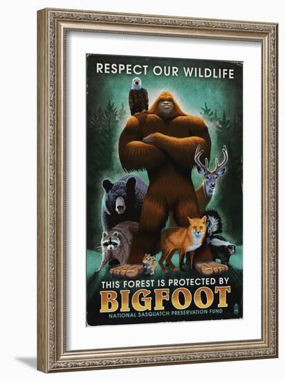 Respect Our Wildlife - Bigfoot-Lantern Press-Framed Art Print