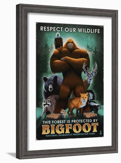 Respect Our Wildlife - Bigfoot-Lantern Press-Framed Art Print