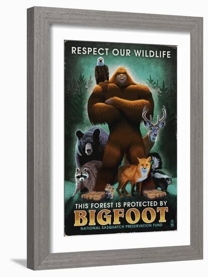 Respect Our Wildlife - Bigfoot-Lantern Press-Framed Art Print