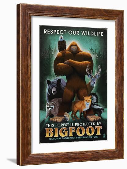 Respect Our Wildlife - Bigfoot-Lantern Press-Framed Art Print