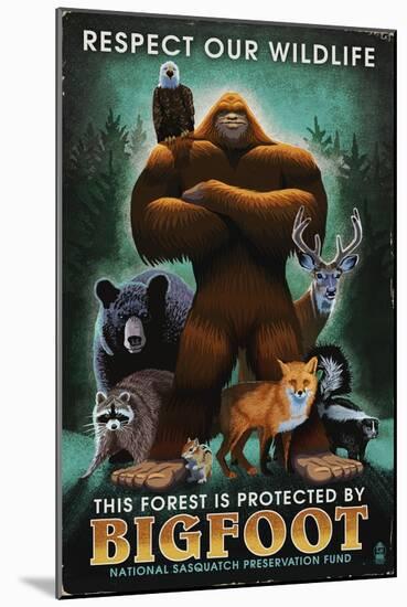 Respect Our Wildlife - Bigfoot-Lantern Press-Mounted Art Print