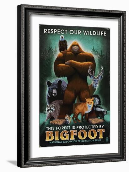 Respect Our Wildlife - Bigfoot-Lantern Press-Framed Art Print