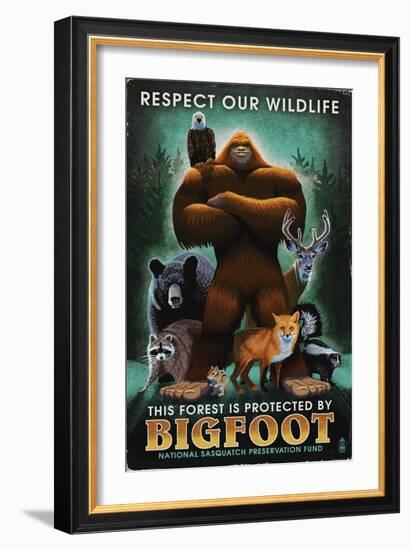 Respect Our Wildlife - Bigfoot-Lantern Press-Framed Art Print