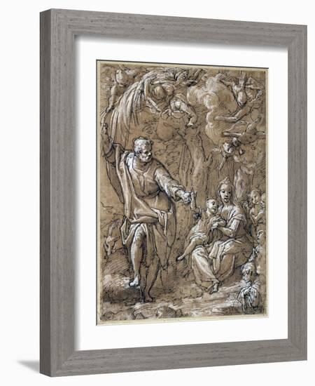 Rest on Flight into Egypt, by Federico Zuccari (Ca 1540-1609), Italy, 16th Century-null-Framed Giclee Print