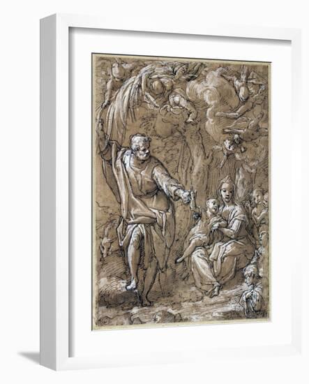 Rest on Flight into Egypt, by Federico Zuccari (Ca 1540-1609), Italy, 16th Century-null-Framed Giclee Print