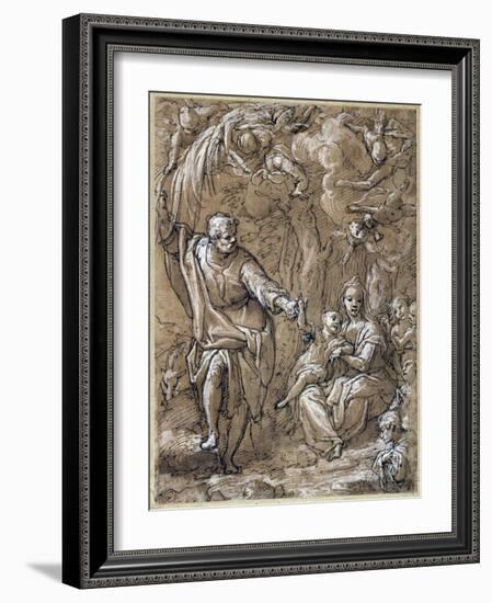 Rest on Flight into Egypt, by Federico Zuccari (Ca 1540-1609), Italy, 16th Century-null-Framed Giclee Print