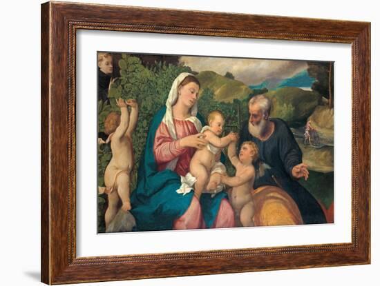 Rest on the Flight into Egypt, 1520s-Bonifacio Veronese-Framed Giclee Print