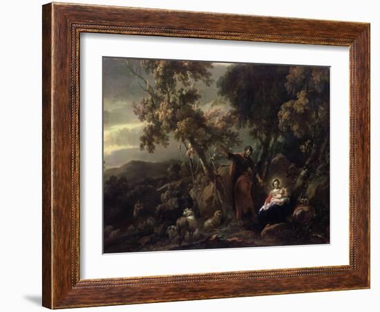 Rest on the Flight into Egypt, 17th Century-Nicolaes Berchem-Framed Giclee Print