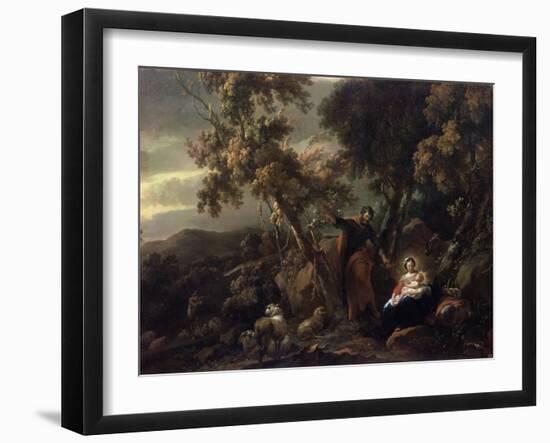 Rest on the Flight into Egypt, 17th Century-Nicolaes Berchem-Framed Giclee Print