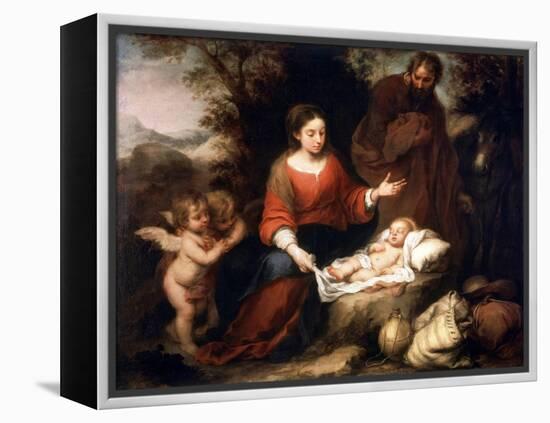 Rest on the Flight into Egypt, C1665-Bartolomé Esteban Murillo-Framed Premier Image Canvas