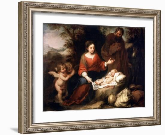 Rest on the Flight into Egypt, C1665-Bartolomé Esteban Murillo-Framed Giclee Print