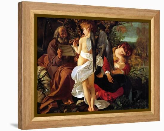 Rest on the Flight into Egypt, Ca. 1597-Caravaggio-Framed Premier Image Canvas