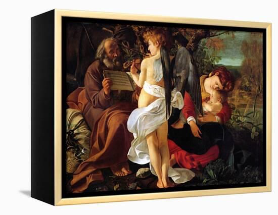 Rest on the Flight into Egypt, Ca. 1597-Caravaggio-Framed Premier Image Canvas