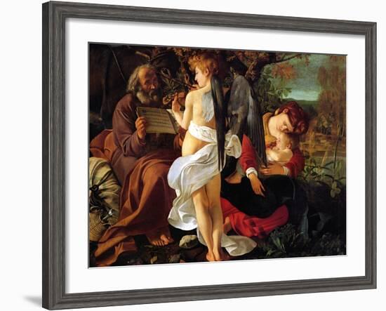 Rest on the Flight into Egypt, Ca. 1597-Caravaggio-Framed Giclee Print