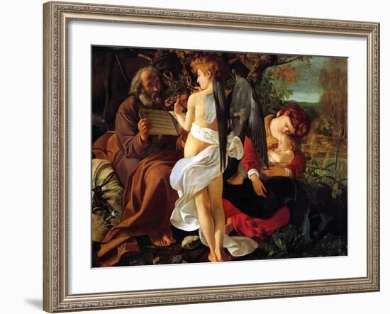 Rest on the Flight into Egypt, Ca. 1597-Caravaggio-Framed Giclee Print