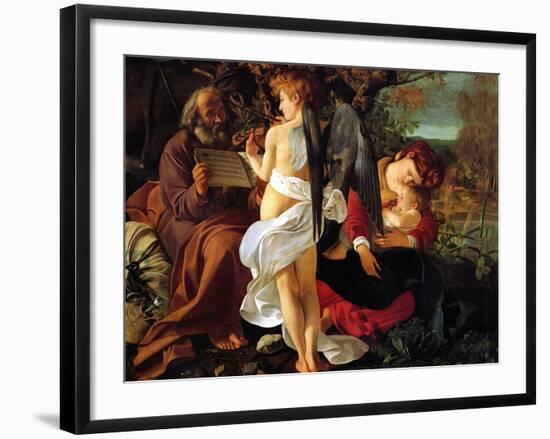 Rest on the Flight into Egypt, Ca. 1597-Caravaggio-Framed Giclee Print