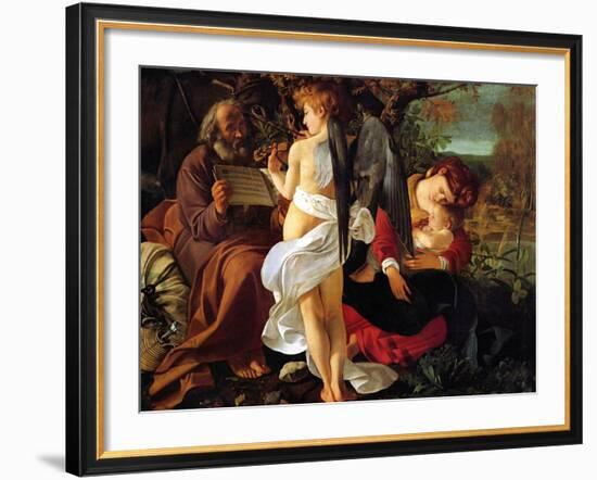 Rest on the Flight into Egypt, Ca. 1597-Caravaggio-Framed Giclee Print