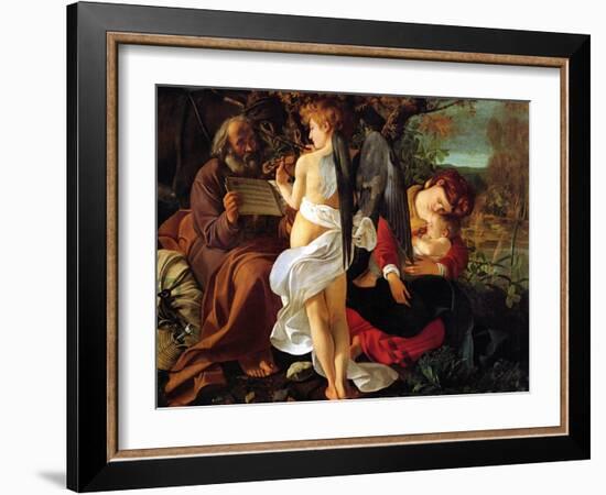 Rest on the Flight into Egypt, Ca. 1597-Caravaggio-Framed Giclee Print