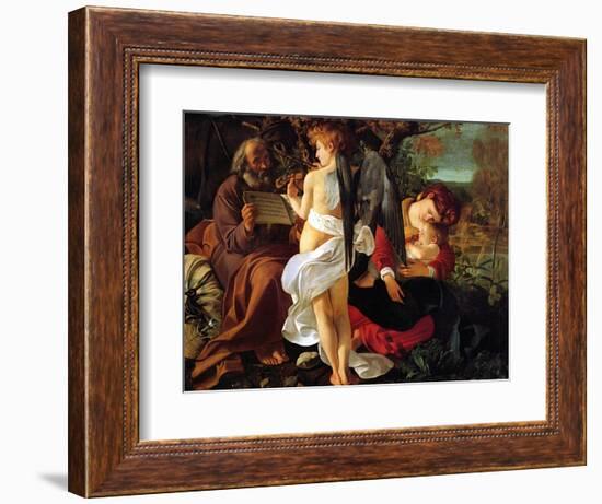 Rest on the Flight into Egypt, Ca. 1597-Caravaggio-Framed Giclee Print