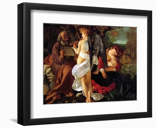 Rest on the Flight into Egypt, Ca. 1597-Caravaggio-Framed Giclee Print