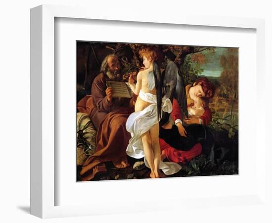 Rest on the Flight into Egypt, Ca. 1597-Caravaggio-Framed Giclee Print