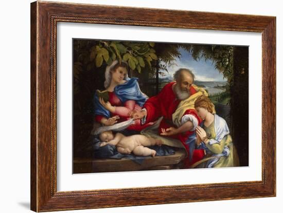 Rest on the Flight into Egypt with Saint Justina, 1529-Lorenzo Lotto-Framed Giclee Print