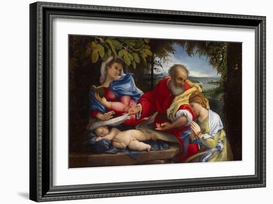 Rest on the Flight into Egypt with Saint Justina, 1529-Lorenzo Lotto-Framed Giclee Print