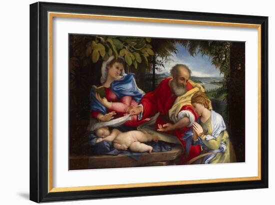 Rest on the Flight into Egypt with Saint Justina, 1529-Lorenzo Lotto-Framed Giclee Print